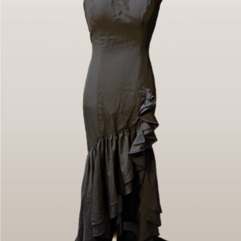 Black High Low Halter Cocktail Dress